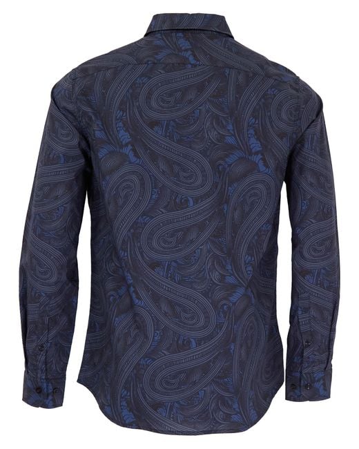 Lords of Harlech Blue Norman Paisley Badalona Shirt for men