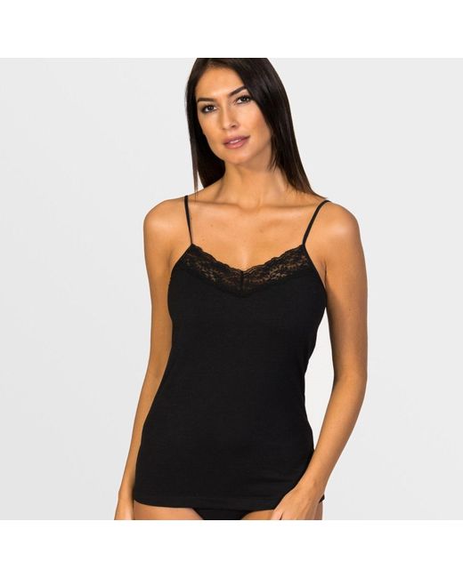 Zd - Zero Defects Black Afrodita Lace Spaghetti Top V-Neck – Silky Softness & Breathability