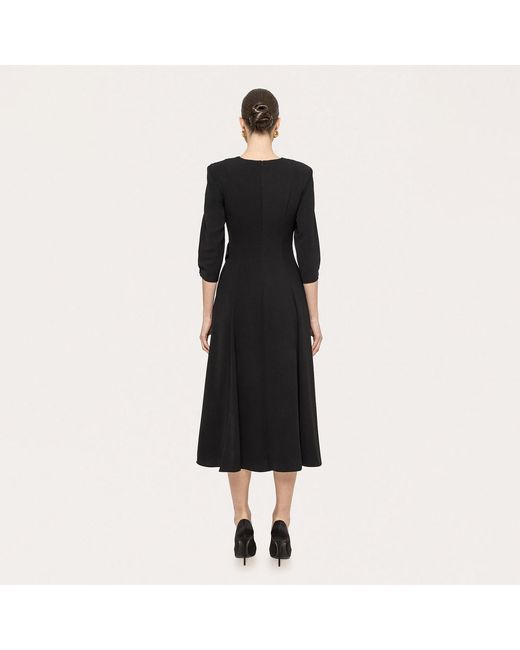 Nissa Black Button-Detail Midi Dress