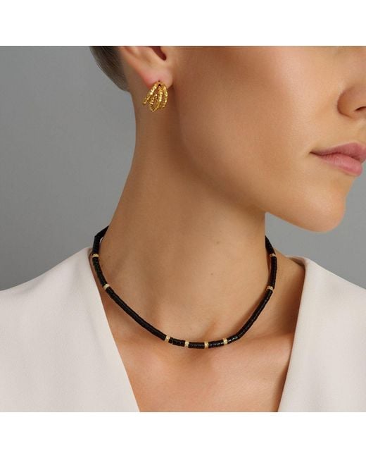 Nialaya Metallic Heishi Onyx Choker With