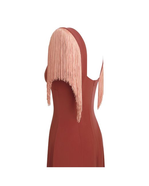 Sanctumum Red Clementine Jumpsuit With Fringe Detail