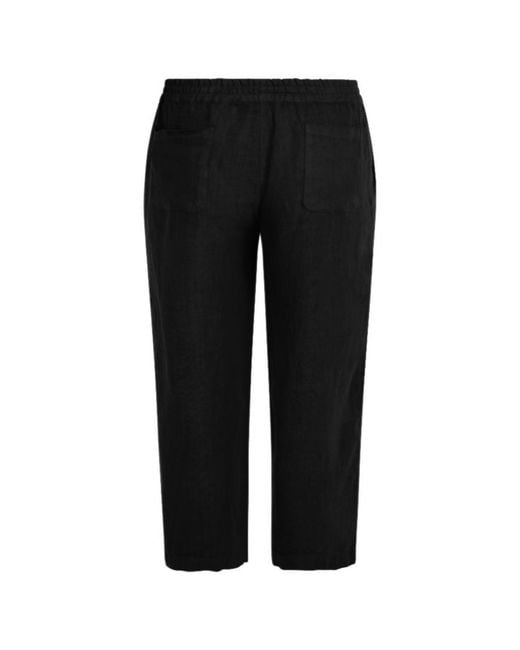 Haris Cotton Black Solid Wide Leg Linen Pants With Slant Pocket