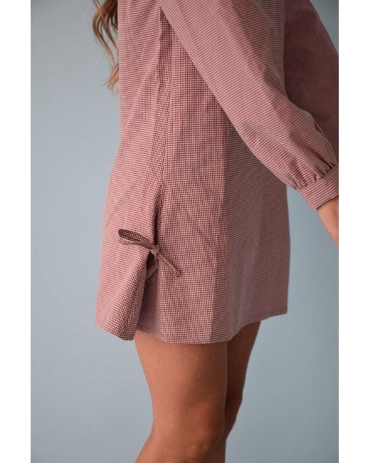 Mind Traveler Pink Elisa Burgundy Gingham Dress