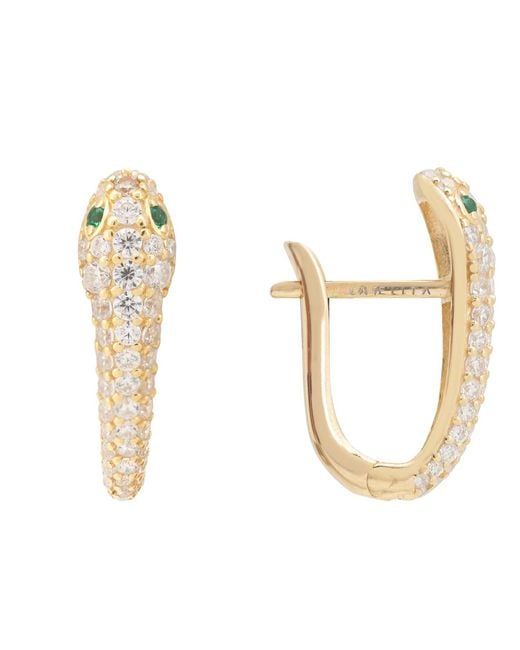 Latelita London Metallic Snake Huggie Hoops Gold