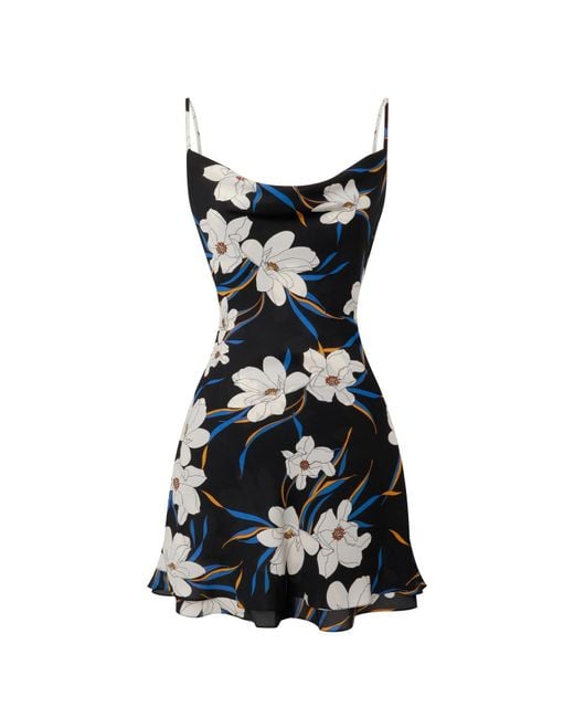 Lily Phellera Black Daisy Floral Print Mini Summer Dress