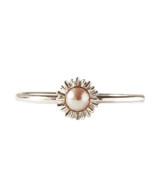 Lee Renee Metallic Dahlia Bud Freshwater Pearl Ring – Silver