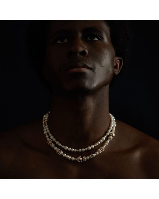 Kasun Metallic Pearl Cluster Necklace Vermeil