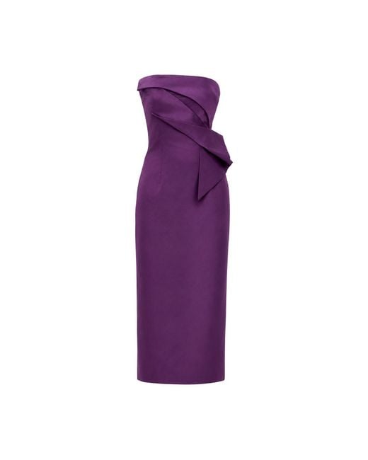 Justin Tong Purple Solea Satin Gown