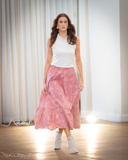 Frock Tales Pink Boho Gathered Midi Skirt With Pockets