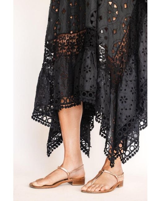 MARICEL Black Alessia Caftan Sangallo Linen