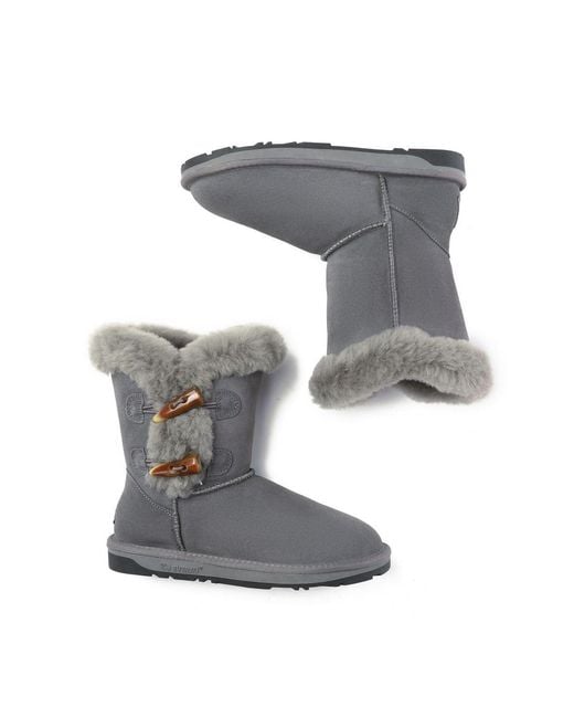 EverAu Australia Gray Stork Horn Toggle Button Short Boots