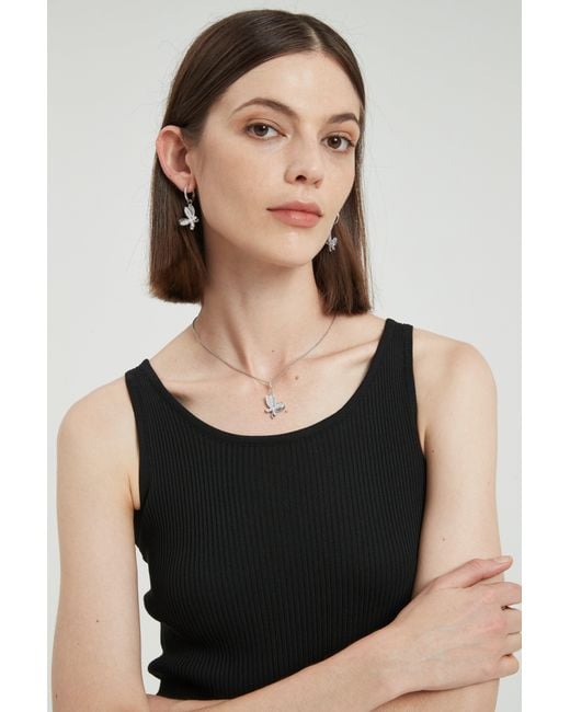 Classicharms Metallic Pavé Diamond Butterfly Pendant Necklace