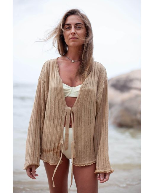 SALANIDA Natural Neutrals Sole 100% Linen Cardigan Sand