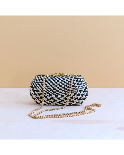 LIKHÂ Metallic Houndstooth Clutch