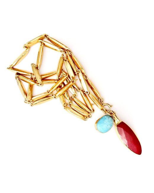 Persia Dona Jewelry Metallic Marquis Ruby X Pendant Necklace