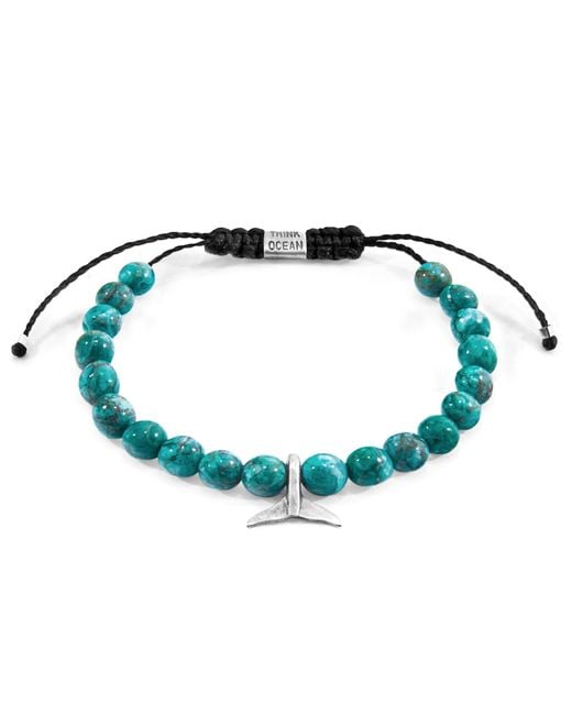 Anchor and Crew Blue Turquoise Macrame Whale Tail Bracelet