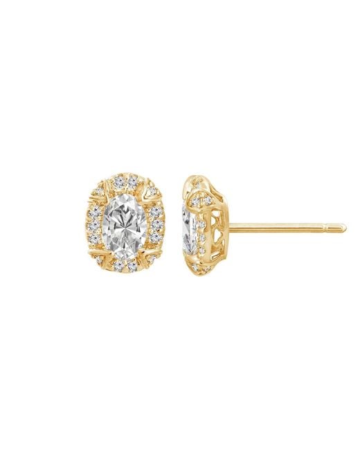 Diamonbliss Metallic Embellished With Swarovski Plated Halo Stud Earrings, One Carat