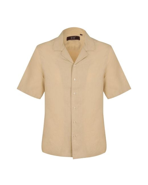 DAVID WEJ Natural Neutrals Hugo Linen Cuban Collar Shirt for men