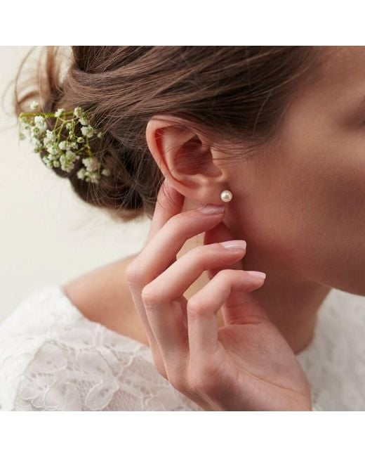Posh Totty Designs Metallic Gold Pearl And Cz Stud Earrings