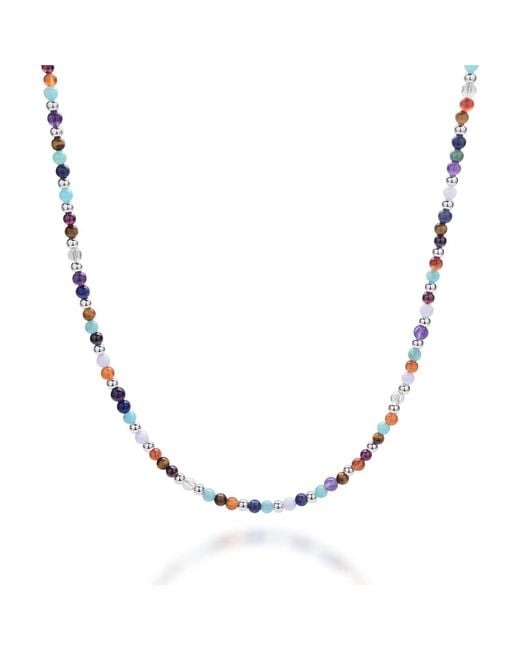 Nellou Jewellery Metallic Multi Gemstone Necklace Sterling