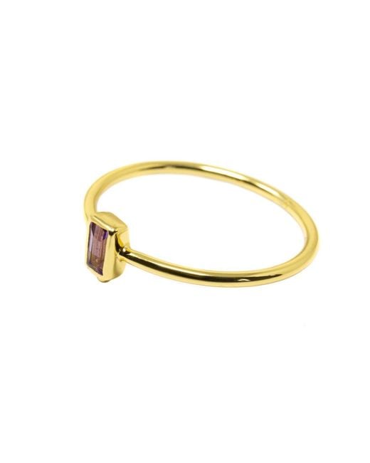 NASI SILVER Metallic Level Baguette Ring- Amethyst