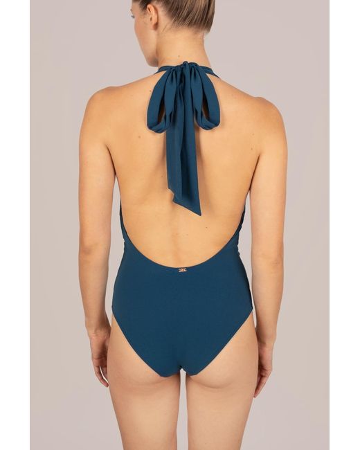 Kikki-G Swimwear Blue Nada Deep Plunge One Piece