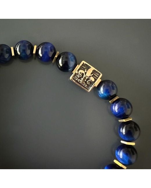 Ebru Jewelry Blue Tiger's Eye Gladiator Beaded Bracelet for men