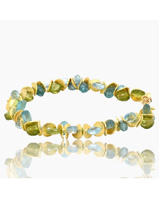Lori Kaplan Design Metallic Signature Ocean Wave Peridot Apatite Topaz Bracelet
