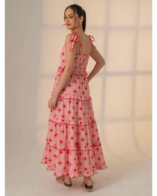Rose & Nancy Alice Heart Print Tiered Maxi Dress