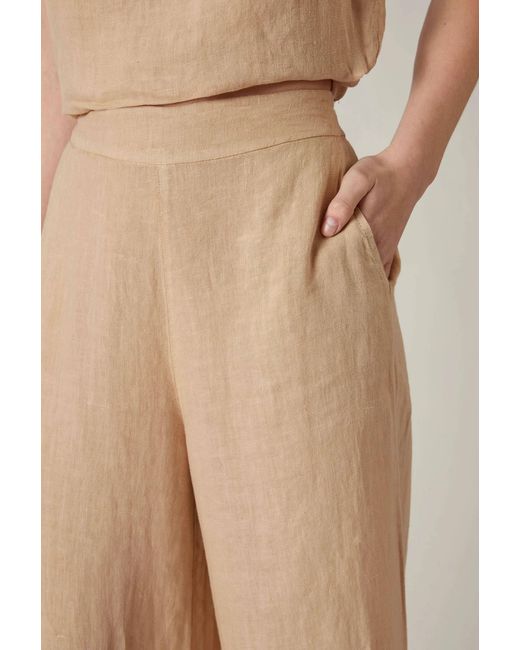 James Lakeland Natural Neutrals Sand Linen Wide-Leg Trousers