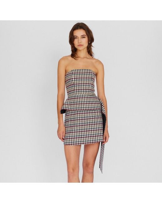Mirimalist Black Checked Wool Mini Skirt