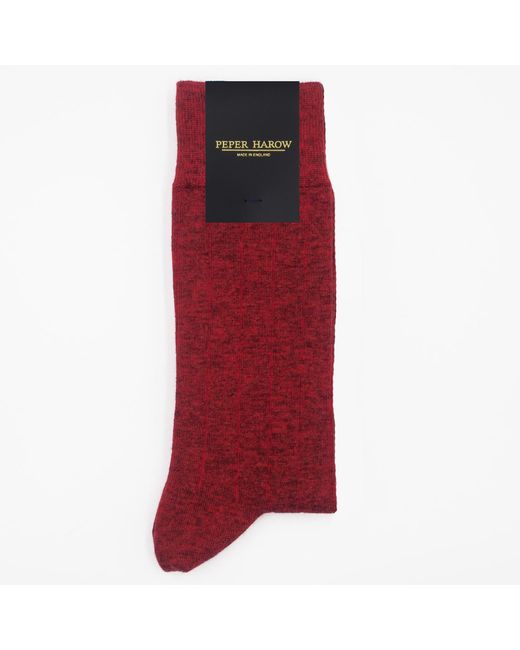 Peper Harow - Made in England Red Indulgent Cashmere Socks for men