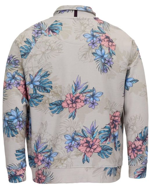 Lords of Harlech Gray Neutrals Neville Exotic Floral Neutral Printed Zip Jacket for men