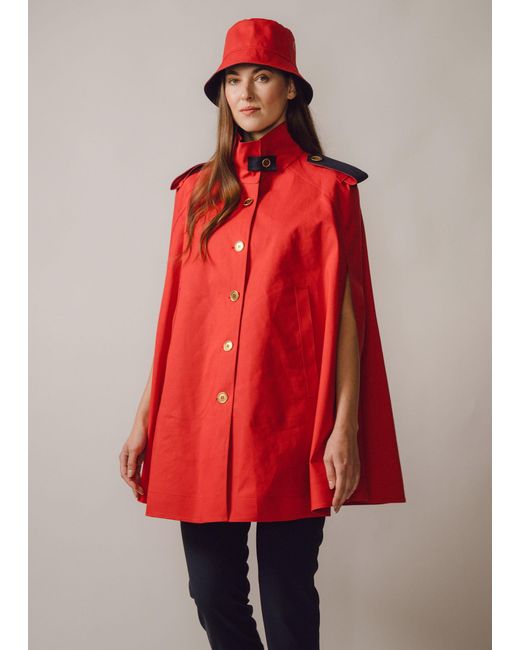 BEIRA Red Nadia Waterproof Cape With Contrast