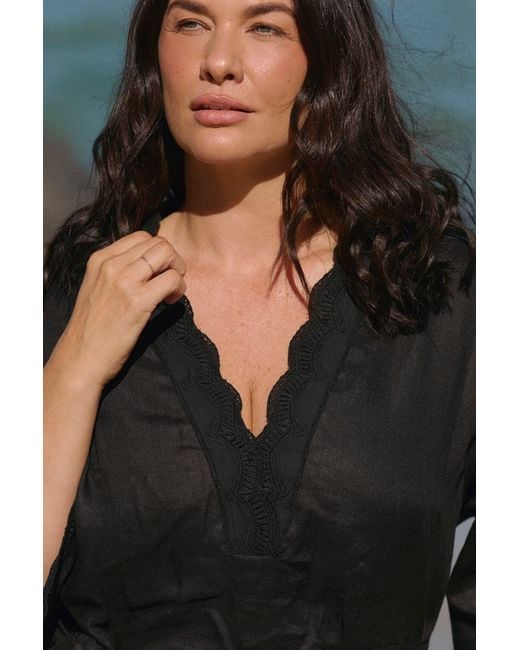 Adrift Clothing Black Tia Linen Tunic Dress