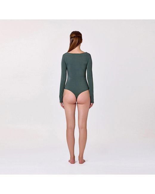 Smart and Joy Green Square-Neck Bodysuit