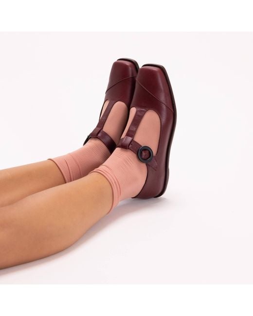 Mafalda Red Claire Wine Mary-Jane Flats