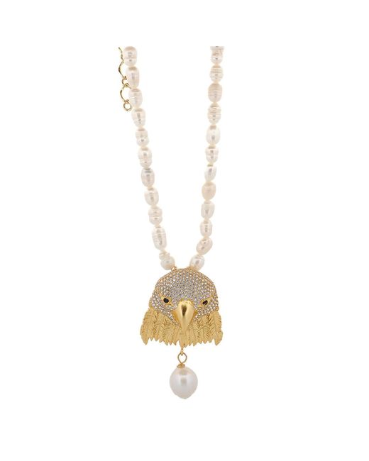 Ebru Jewelry Metallic Majestic Eagle Pearl Statement Necklace