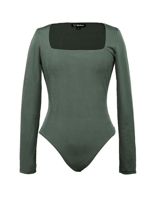 Smart and Joy Green Square-Neck Bodysuit
