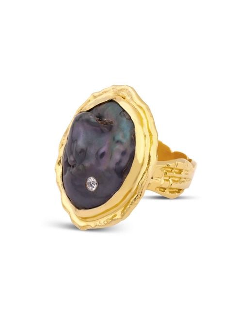 Ece London Metallic The Aphrodite's Tear Baroque Pearl Ring