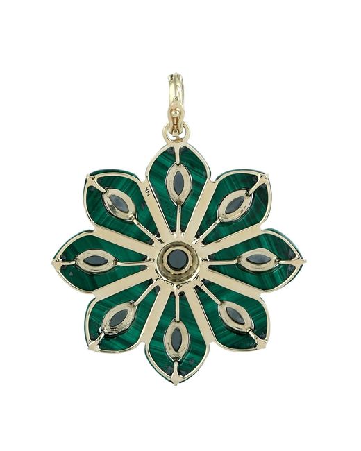 Artisan Green 14K Malachite & Diamond Flower Pendant
