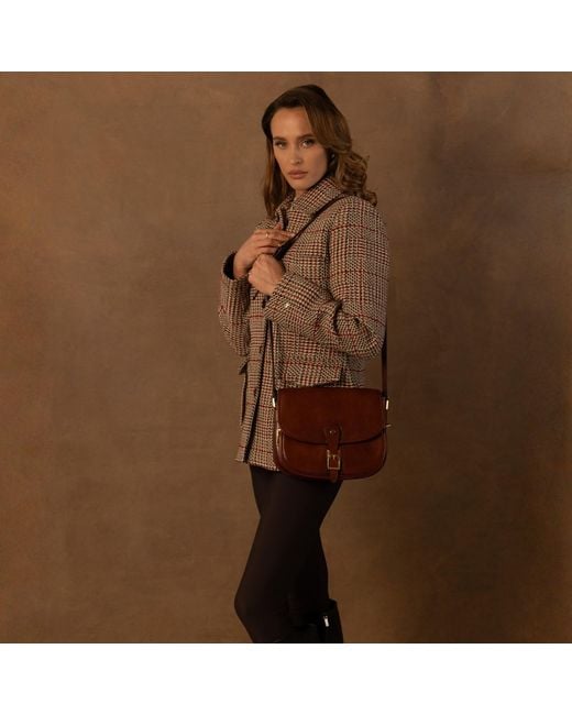 Time Resistance Brown Leather Saddle Bag