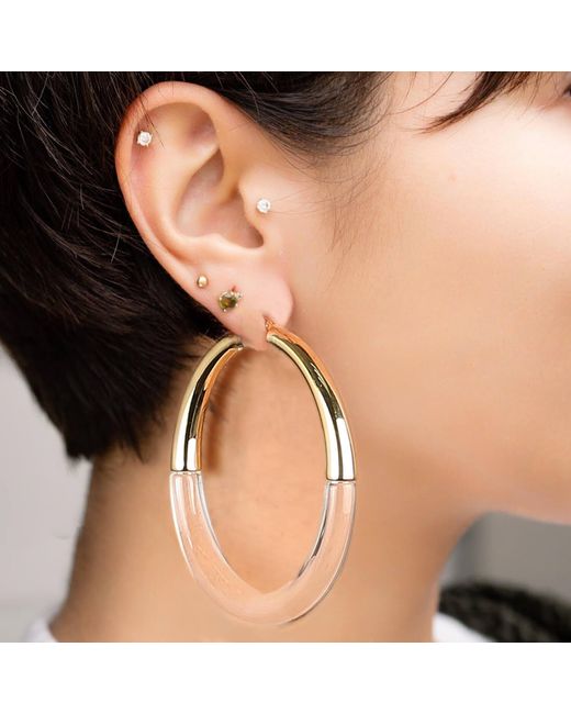 Gold & Honey Metallic Xl Clear And Chunky Graduated Hoop Earrings
