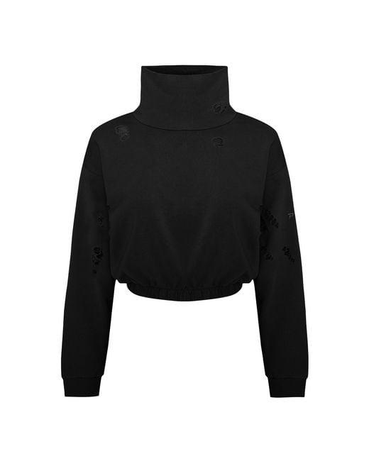 Pcfg Black Destroyed High Neck Sweat