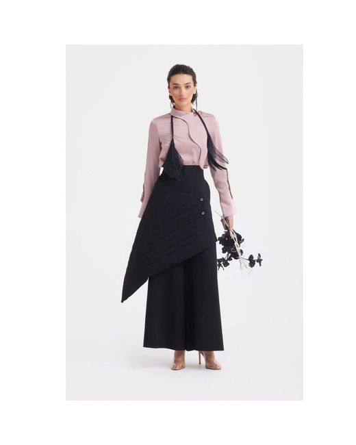 Julia Allert Brown Luxury Silk-Feel Satin Blouse Blush