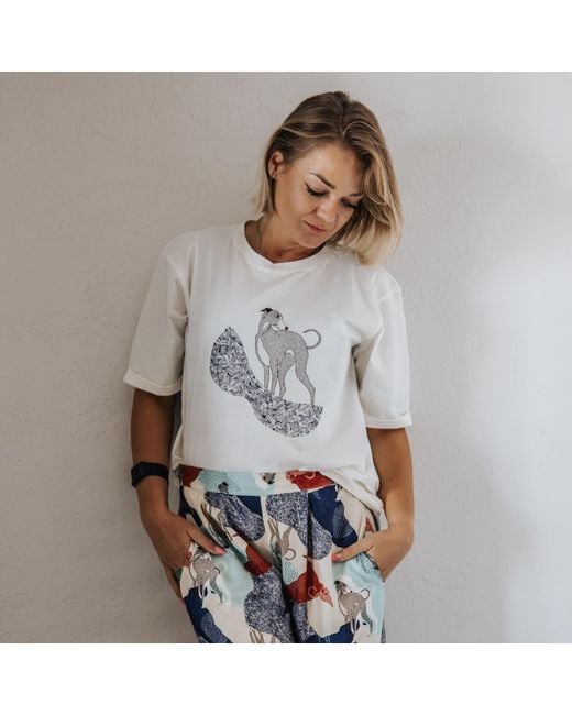 Oh!Zuza White Short Sleeve Loose Fit T-Shirt Whippet