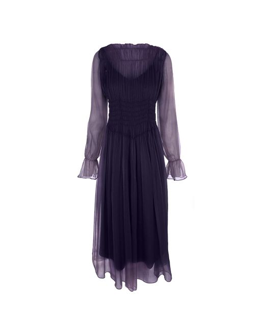 Framboise Blue Tania Midi Silk Dress