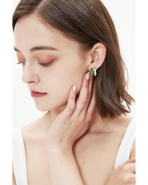 Classicharms Green Daniela Huggie Hoop Emerald Zirconia Earrings