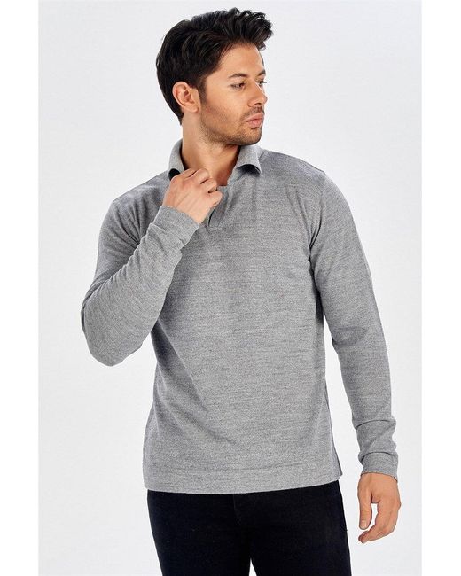 Peraluna Gray Polo Neck Fine Knitwear Pullover for men