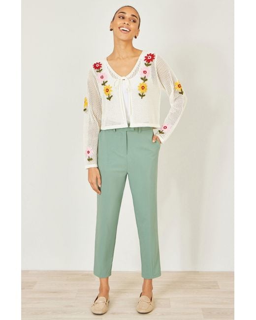 Yumi' White Neutrals Ivory Crochet Embroidered Flower Bolero